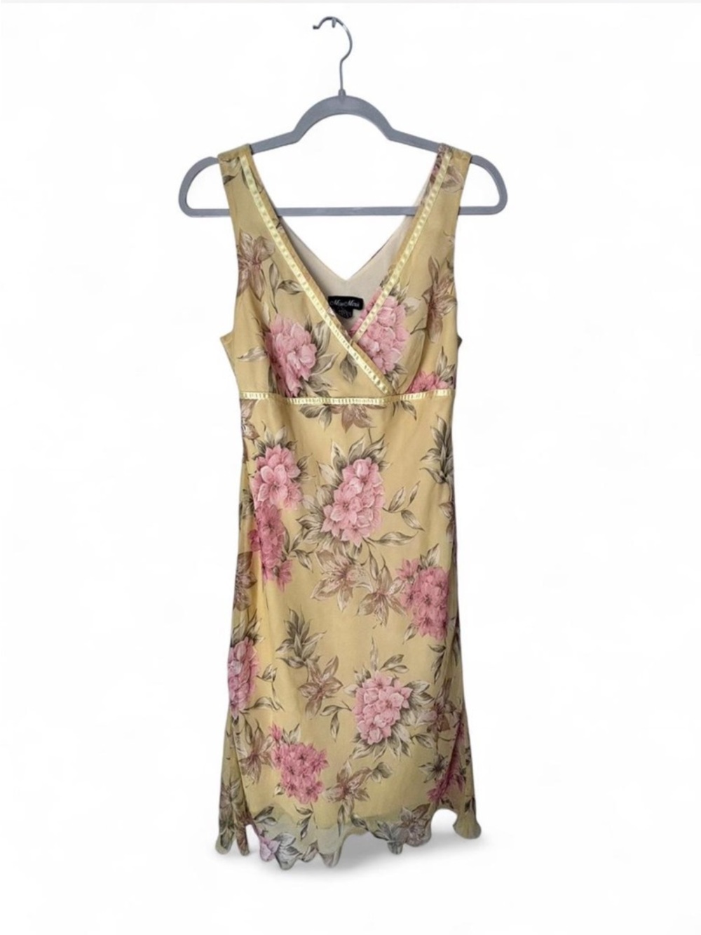 Y2K Meghan Matthews yellow floral midi dress 🌼